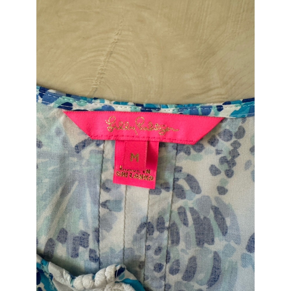 Lilly Pulitzer Hollie Tunic Blouse Womens Medium Blue - Picture 9 of 11